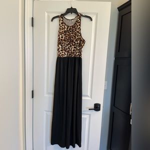 Black and cheetah maxi dress